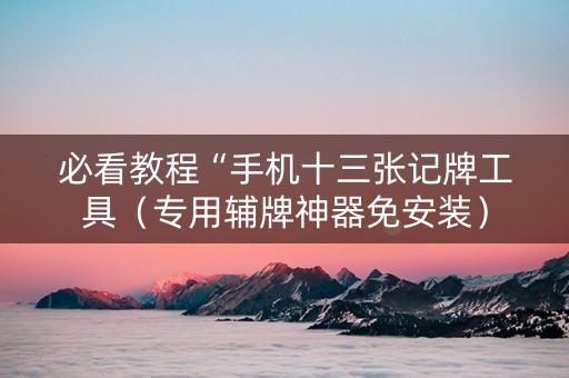 必看教程“手机十三张记牌工具（专用辅牌神器免安装）