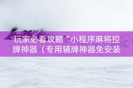 玩家必看攻略“小程序麻将控牌神器（专用辅牌神器免安装）