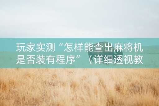 玩家实测“怎样能查出麻将机是否装有程序”（详细透视教程）-哔哩哔哩
