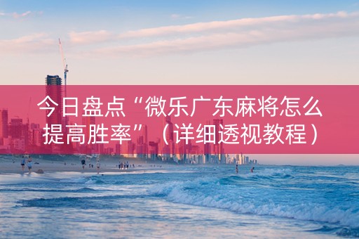 今日盘点“微乐广东麻将怎么提高胜率”（详细透视教程）-哔哩哔哩