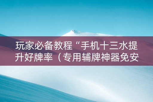 玩家必备教程“手机十三水提升好牌率（专用辅牌神器免安装）