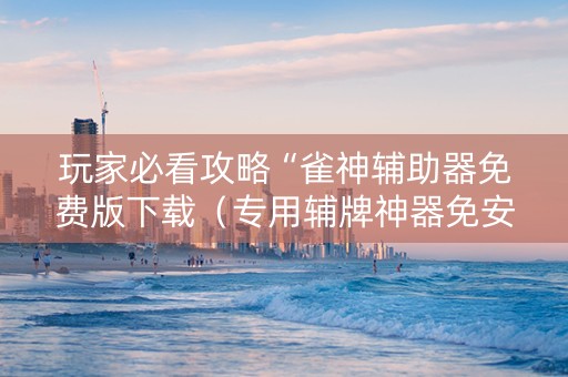 玩家必看攻略“雀神辅助器免费版下载（专用辅牌神器免安装）