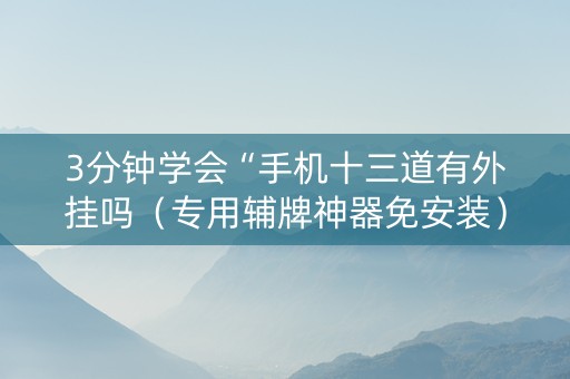 3分钟学会“手机十三道有外挂吗（专用辅牌神器免安装）