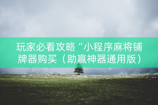 玩家必看攻略“小程序麻将铺牌器购买（助赢神器通用版）