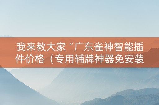 我来教大家“广东雀神智能插件价格（专用辅牌神器免安装）