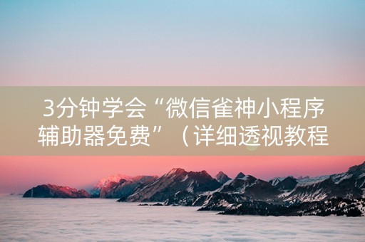3分钟学会“微信雀神小程序辅助器免费”（详细透视教程）-哔哩哔哩