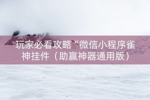 玩家必看攻略“微信小程序雀神挂件（助赢神器通用版）