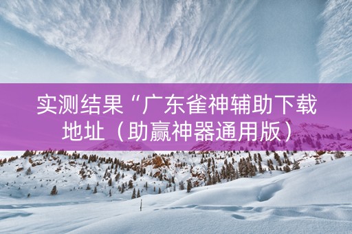 实测结果“广东雀神辅助下载地址（助赢神器通用版）