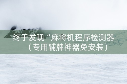 终于发现“麻将机程序检测器（专用辅牌神器免安装）