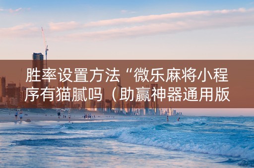 胜率设置方法“微乐麻将小程序有猫腻吗（助赢神器通用版）