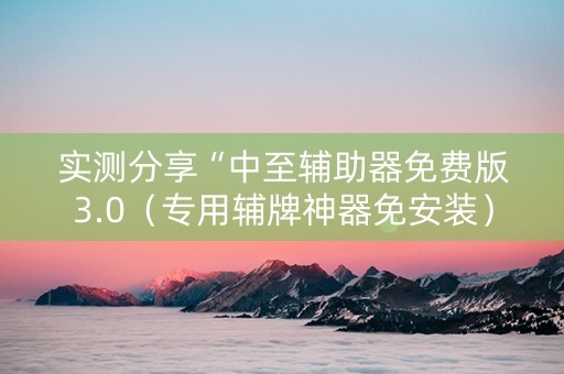 实测分享“中至辅助器免费版3.0（专用辅牌神器免安装）