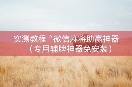 实测教程“微信麻将助赢神器（专用辅牌神器免安装）