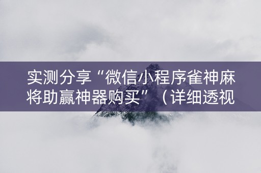实测分享“微信小程序雀神麻将助赢神器购买”（详细透视教程）-哔哩哔哩