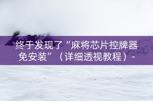 终于发现了“麻将芯片控牌器免安装”（详细透视教程）-哔哩哔哩