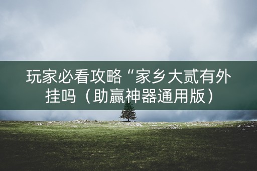 玩家必看攻略“家乡大贰有外挂吗（助赢神器通用版）