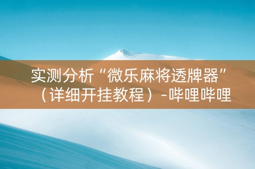 实测分析“微乐麻将透牌器”（详细开挂教程）-哔哩哔哩