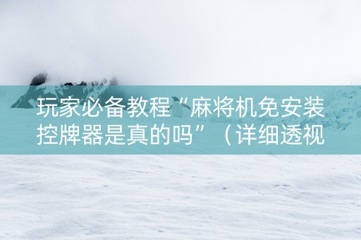 玩家必备教程“麻将机免安装控牌器是真的吗”（详细透视教程）-哔哩哔哩