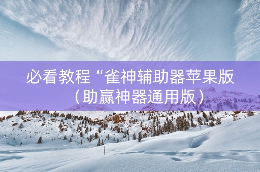 必看教程“雀神辅助器苹果版（助赢神器通用版）