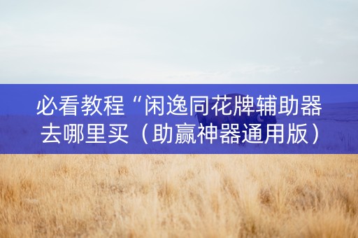 必看教程“闲逸同花牌辅助器去哪里买（助赢神器通用版）