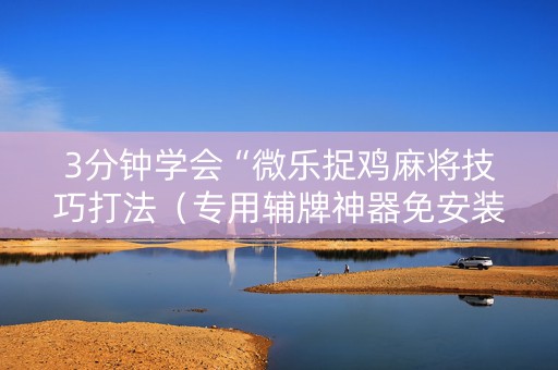 3分钟学会“微乐捉鸡麻将技巧打法（专用辅牌神器免安装）