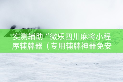 实测辅助“微乐四川麻将小程序辅牌器（专用辅牌神器免安装）
