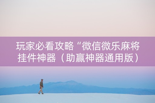 玩家必看攻略“微信微乐麻将挂件神器（助赢神器通用版）