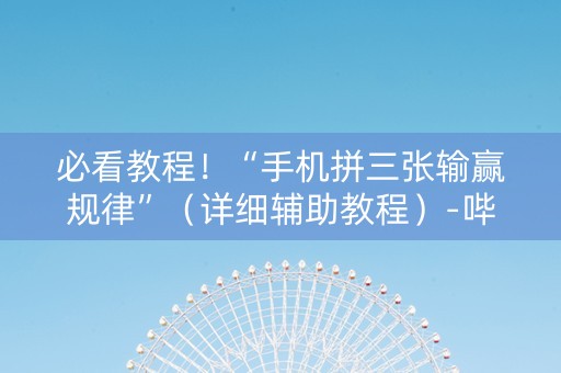 必看教程！“手机拼三张输赢规律”（详细辅助教程）-哔哩哔哩