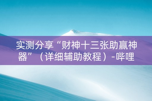 实测分享“财神十三张助赢神器”（详细辅助教程）-哔哩哔哩