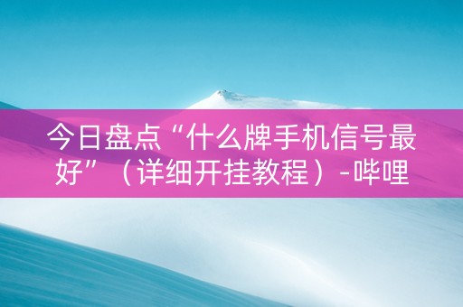 今日盘点“什么牌手机信号最好”（详细开挂教程）-哔哩哔哩