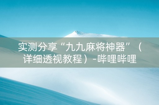 实测分享“九九麻将神器”（详细透视教程）-哔哩哔哩
