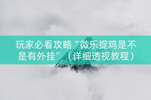 玩家必看攻略“微乐捉鸡是不是有外挂”（详细透视教程）-哔哩哔哩