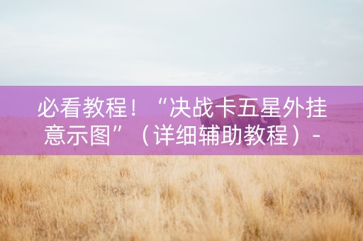 必看教程！“决战卡五星外挂意示图”（详细辅助教程）-哔哩哔哩