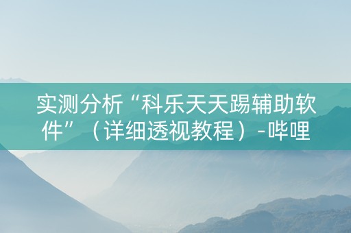 实测分析“科乐天天踢辅助软件”（详细透视教程）-哔哩哔哩