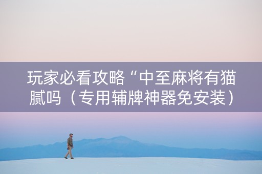 玩家必看攻略“中至麻将有猫腻吗（专用辅牌神器免安装）