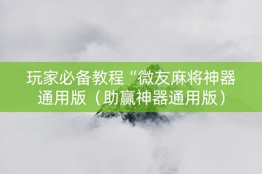 玩家必备教程“微友麻将神器通用版（助赢神器通用版）