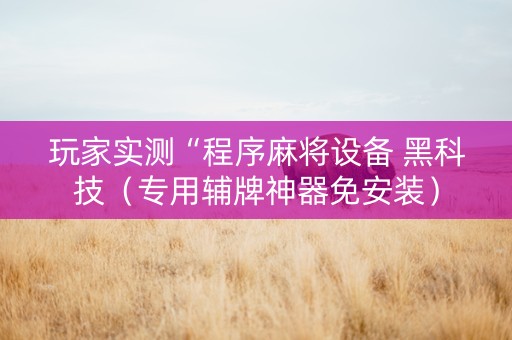 玩家实测“程序麻将设备 黑科技（专用辅牌神器免安装）