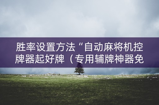 胜率设置方法“自动麻将机控牌器起好牌（专用辅牌神器免安装）
