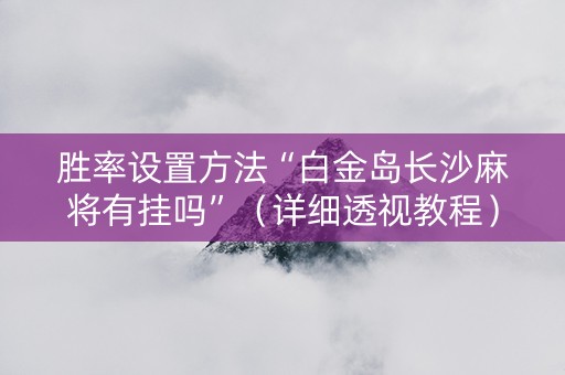 胜率设置方法“白金岛长沙麻将有挂吗”（详细透视教程）-哔哩哔哩