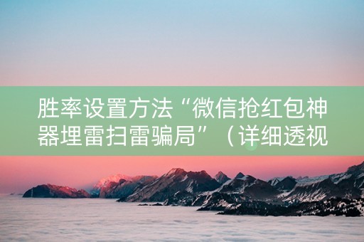 胜率设置方法“微信抢红包神器埋雷扫雷骗局”（详细透视教程）-哔哩哔哩