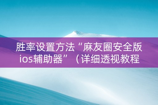 胜率设置方法“麻友圈安全版ios辅助器”（详细透视教程）-哔哩哔哩