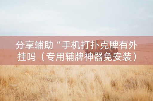 分享辅助“手机打扑克牌有外挂吗（专用辅牌神器免安装）