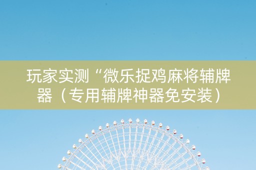 玩家实测“微乐捉鸡麻将辅牌器（专用辅牌神器免安装）