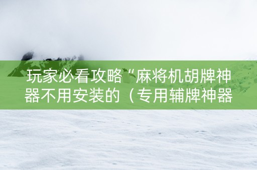 玩家必看攻略“麻将机胡牌神器不用安装的（专用辅牌神器免安装）