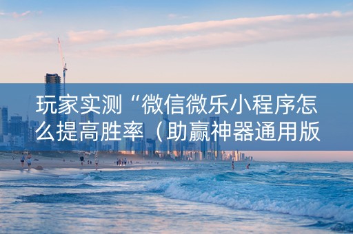 玩家实测“微信微乐小程序怎么提高胜率（助赢神器通用版）