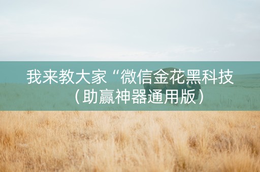 我来教大家“微信金花黑科技（助赢神器通用版）
