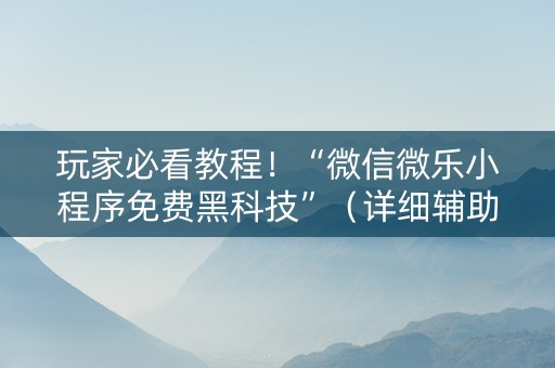 玩家必看教程！“微信微乐小程序免费黑科技”（详细辅助教程）-哔哩哔哩