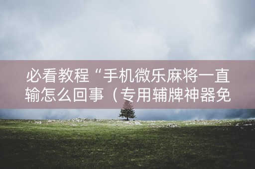 必看教程“手机微乐麻将一直输怎么回事（专用辅牌神器免安装）