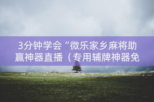3分钟学会“微乐家乡麻将助赢神器直播（专用辅牌神器免安装）
