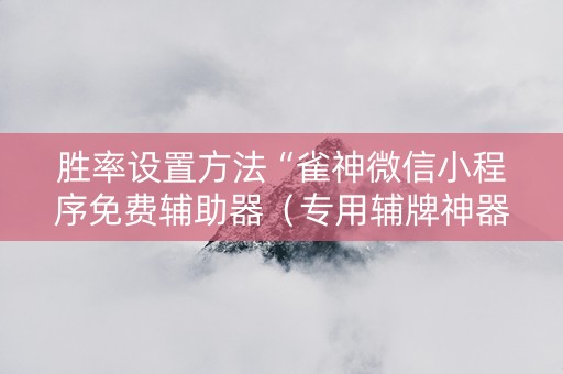 胜率设置方法“雀神微信小程序免费辅助器（专用辅牌神器免安装）