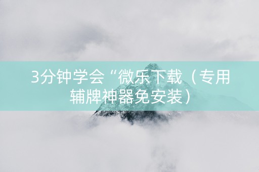 3分钟学会“微乐下载（专用辅牌神器免安装）